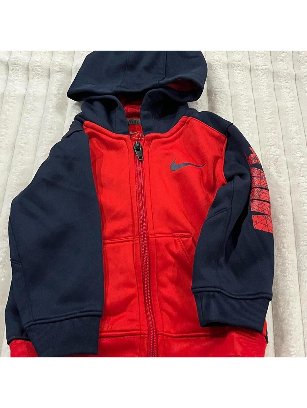 Nike Red and Navy Hoodie Track Jacket Boys Size 12 Months